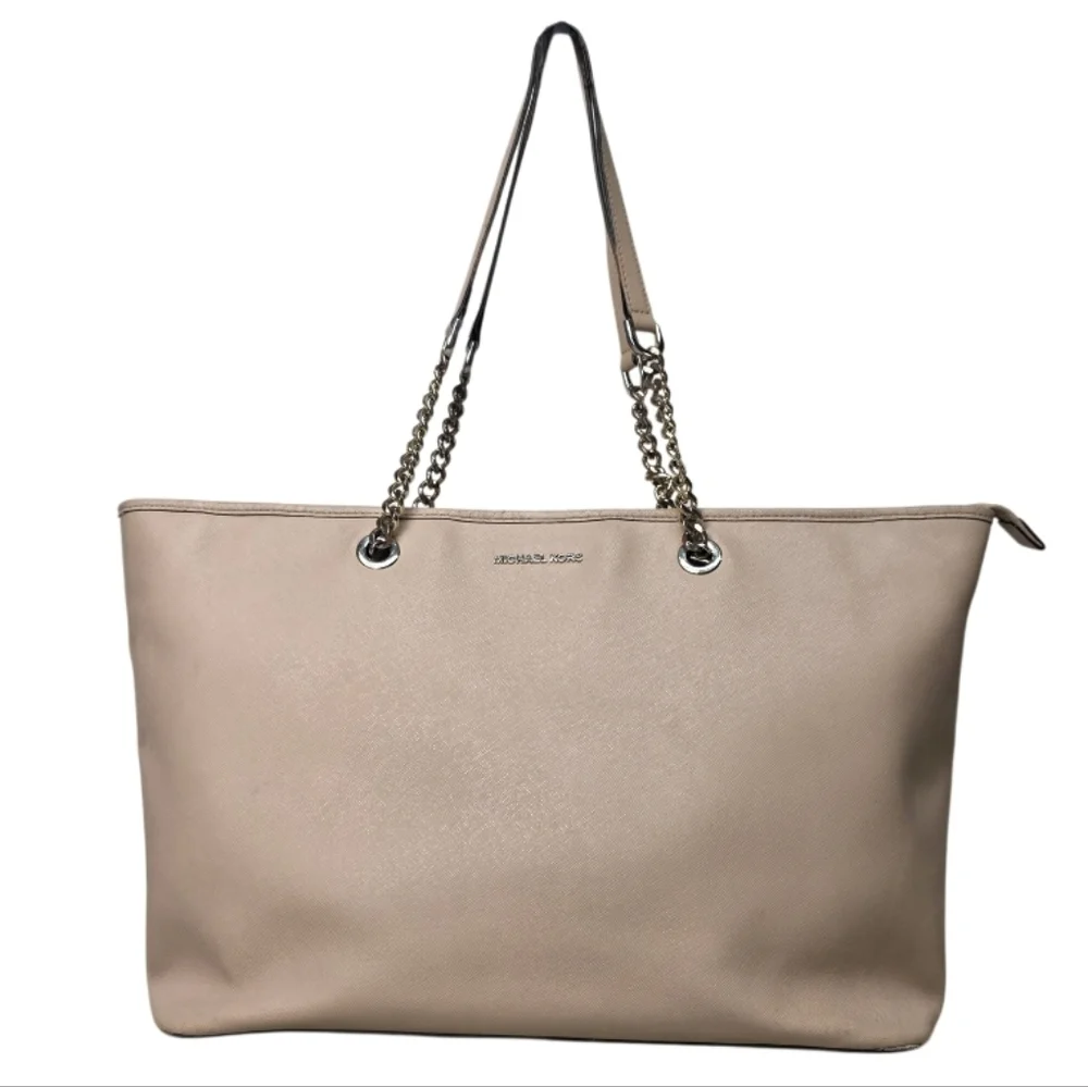 Michael Kors Beige Tote with Chain Straps